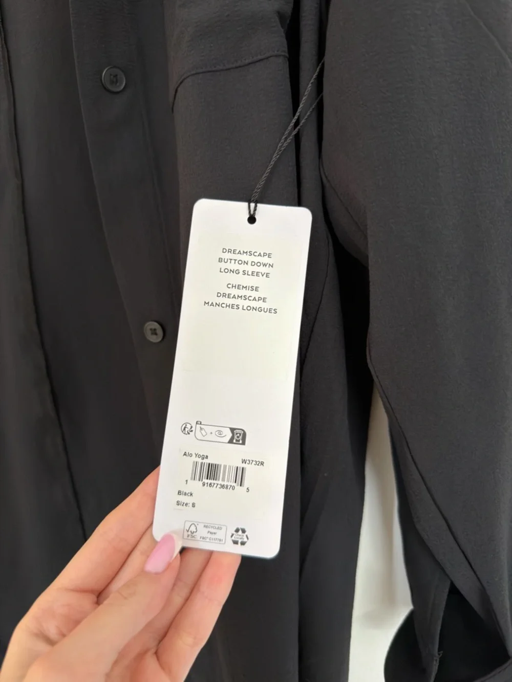 ALO Yoga Black Dreamscape Button Down Long Sleeve - Picture 5 of 7